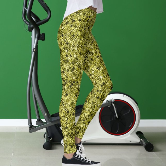 Dark Brown Pastel Grey Yellow Glitter Pattern Gift Leggings (Creator Uploaded)