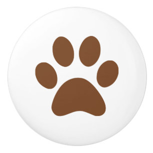 Dark Brown Paw Print pawprint Ceramic Knob