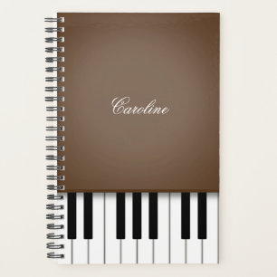 Dark Brown Piano Keyboard Personalized Music Planner