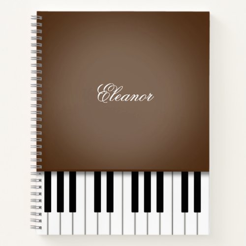 Dark Brown Piano Music Keyboard Custom Notebook