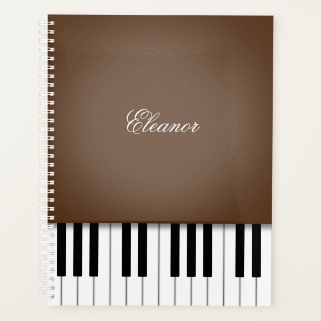 Dark Brown Piano Music Keyboard CustomIzed Planner (Front)