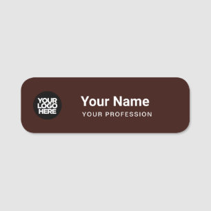 Dark Brown Pin Name Tag or Magnetic with Logo