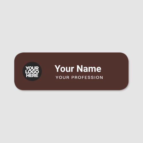 Dark Brown Pin Name Tag or Magnetic with Logo
