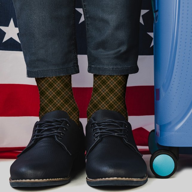  Dark Brown Plaid Pattern Tartan Checkered Vintage Socks (Creator Uploaded)