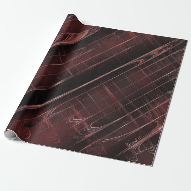 Dark Brown Plaid Statement Piece Wrapping Paper (Unrolled)