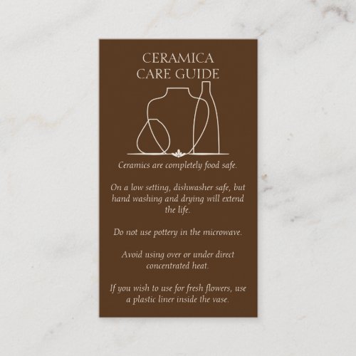 Dark Brown Pottery Vase Ceramic Clay Instructions Business Card