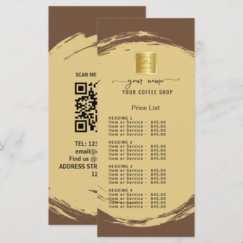 Dark brown Price List Menu