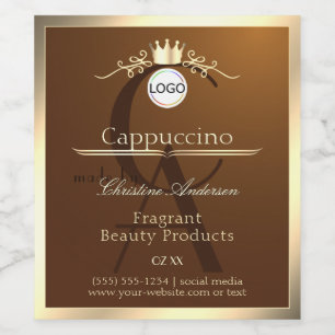 Dark Brown Product Label Gold Frame Logo Monogram