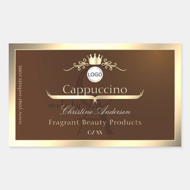 Dark Brown Product Label Gold Frame Logo Monogram (Front)