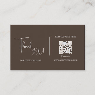 Dark Brown QR Code Thank You Card Discount Code