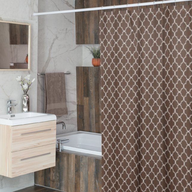 Dark Brown Quatrefoil Shower Curtain (Creator Uploaded)