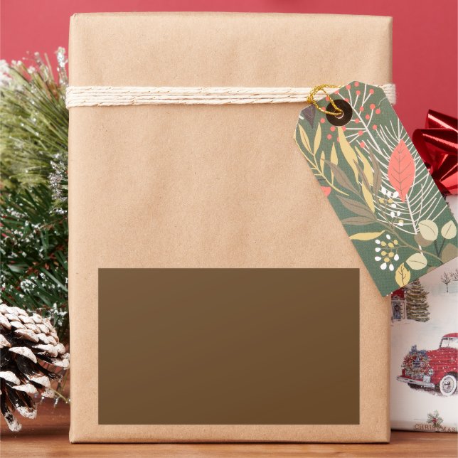 Dark Brown Rectangular Sticker (Holiday)