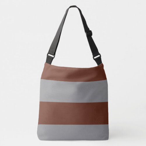 Dark Brown Red and Grey Simple Extra Wide Stripes Crossbody Bag