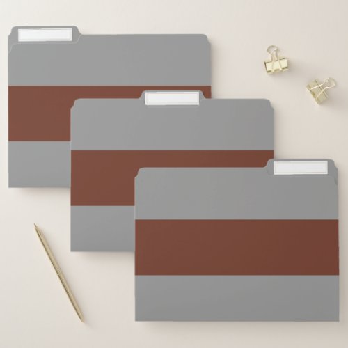 Dark Brown Red and Grey Simple Extra Wide Stripes File Folder
