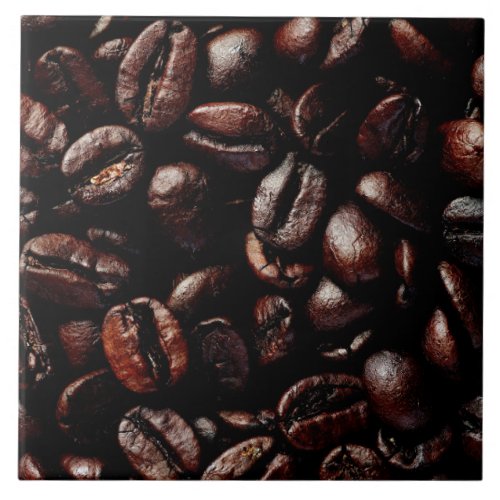 Dark Brown Roasted Coffee Beans Texture Tile