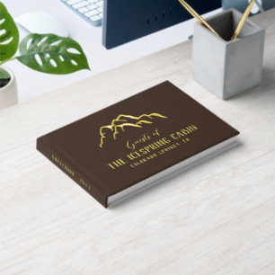 Dark Brown Rustic Mountain Tops Cabin Foil Guest Book