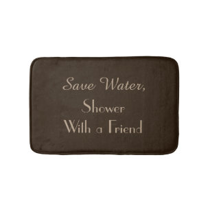 Dark Brown Save Water Funny Plush Bath Mat