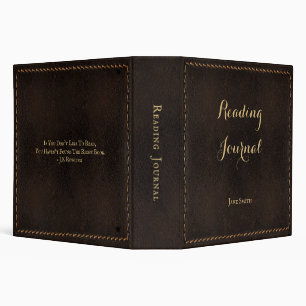 Dark Brown Sewn Antique Leather Reading Journal 3 Ring Binder