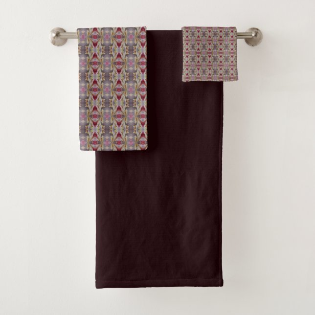 Dark Brown Solid With Pattern Touch Bath Towel Set (Insitu)