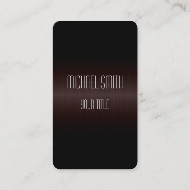 Dark Brown Stainless Steel Metal Business Card (Front)