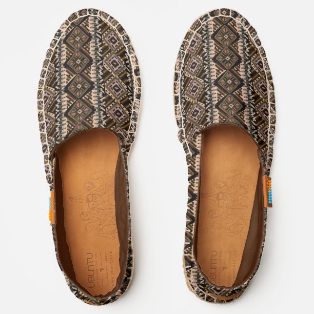 Dark Brown, Tan and Black Mud Cloth Style Espadrilles (Front)