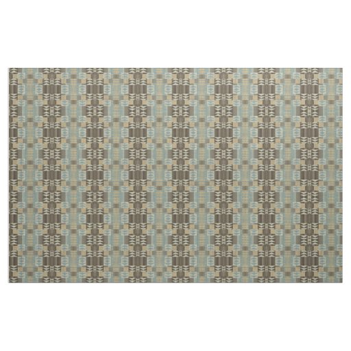 Dark Brown Taupe Beige Seafoam Green Ethnic Look Fabric
