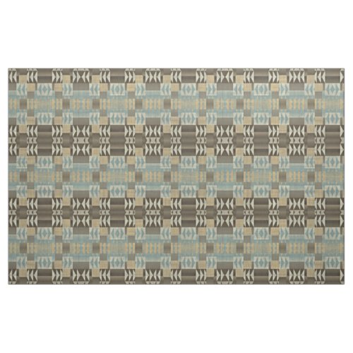 Dark Brown Taupe Beige Seafoam Green Ethnic Look Fabric