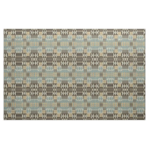 Dark Brown Taupe Beige Seafoam Green Ethnic Look Fabric