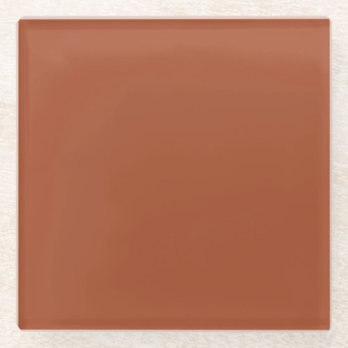 Dark Brown Terracotta Clay Solid Color 022_40_26 Glass Coaster