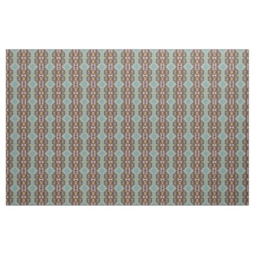 Dark Brown Turquoise Green Taupe Beige Ethnic Look Fabric