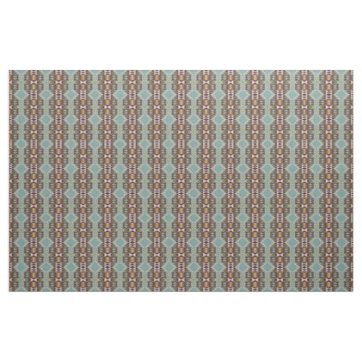 Dark Brown Turquoise Green Taupe Beige Ethnic Look Fabric