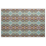 Dark Brown Turquoise Green Taupe Beige Ethnic Look Fabric