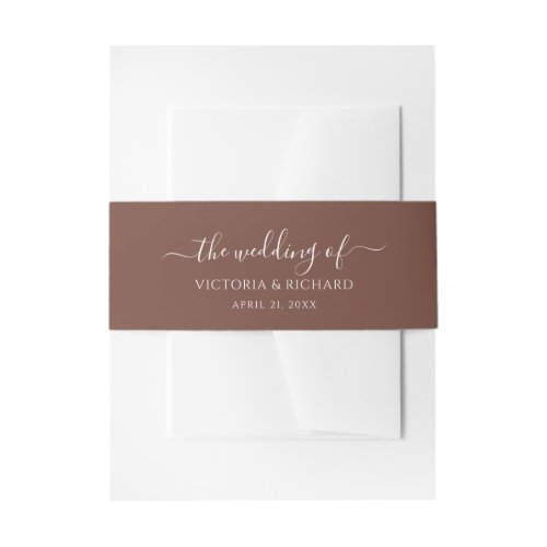 Dark Brown Wedding Invitation Belly Band