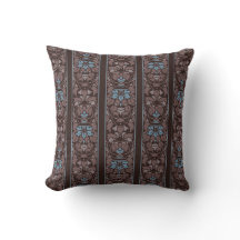 Dark brown with blue flowers stripe
