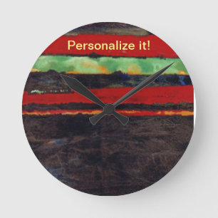 Dark brown with red, green, yellow tracers round clock