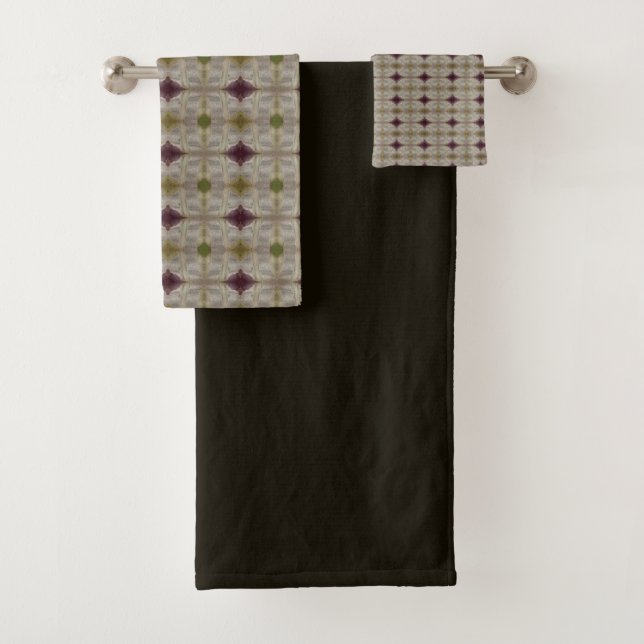 Dark Brown With Two Pieces patterned Bath Towel Set (Insitu)