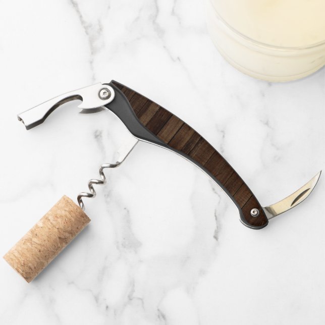 Dark Brown Wood Grain Waiter's Corkscrew (Front)