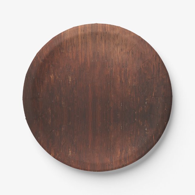 Dark Brown Wood Paper Plates (Front)