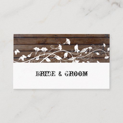 Customizable Dark Brown Wood Place Cards Business Card