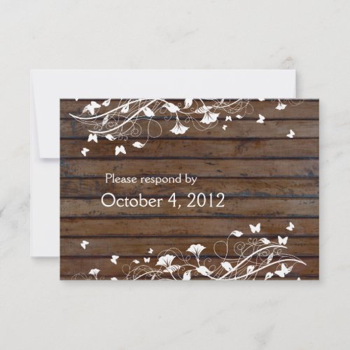 Dark Brown Wood RSVP with envelope
