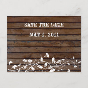 Dark Brown Wood Save the Date Announcement Postcard