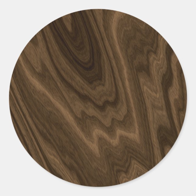 Dark Brown Wood Texture Classic Round Sticker (Front)