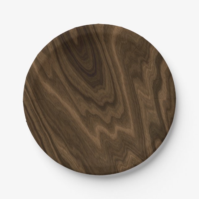 Dark Brown Wood Texture Paper Plates (Front)