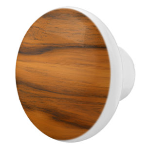 Dark brown wood texture print ceramic knob