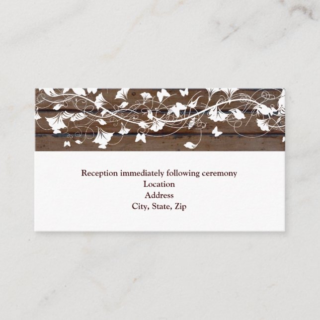 Dark Brown Wood White Reception Enclosure Card (Front)