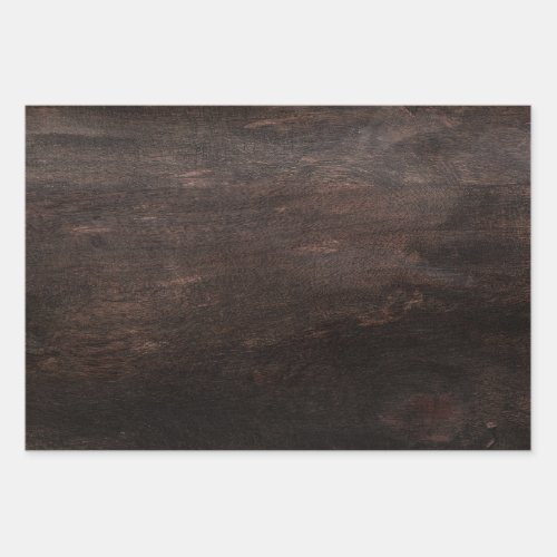 Dark Brown Wood Wrapping Paper Flat Sheet Set of 3