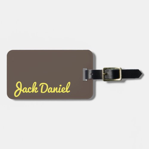 Dark Brown Yellow Stylish Bold Monogram Masculine  Luggage Tag