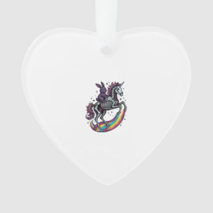 Dark Bunny Riding Skeleton Unicorn Vintage Engravi Ornament