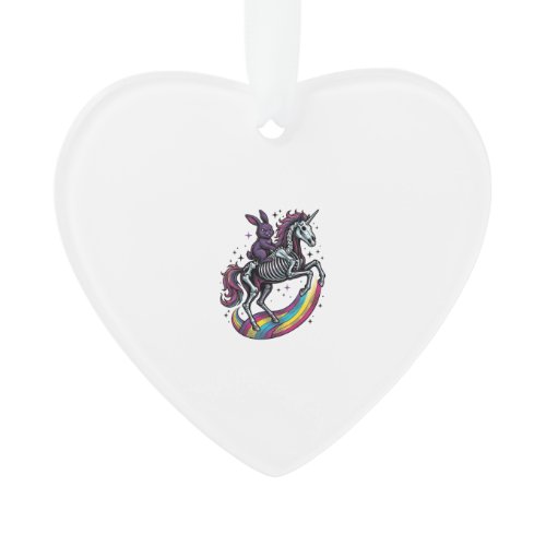 Dark Bunny Riding Skeleton Unicorn Vintage Engravi Ornament