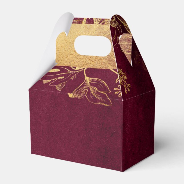 Dark Burgundy and Gold Favor Boxes (Back Side)